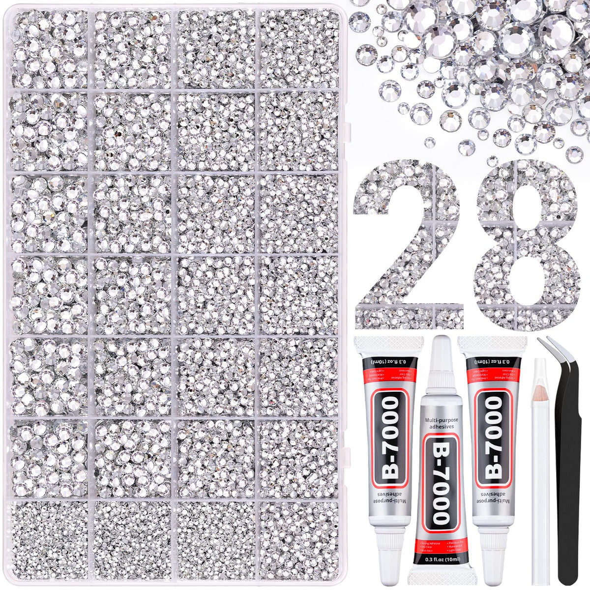 TINKRSTUFF resin rhinestones box with assorted sizes