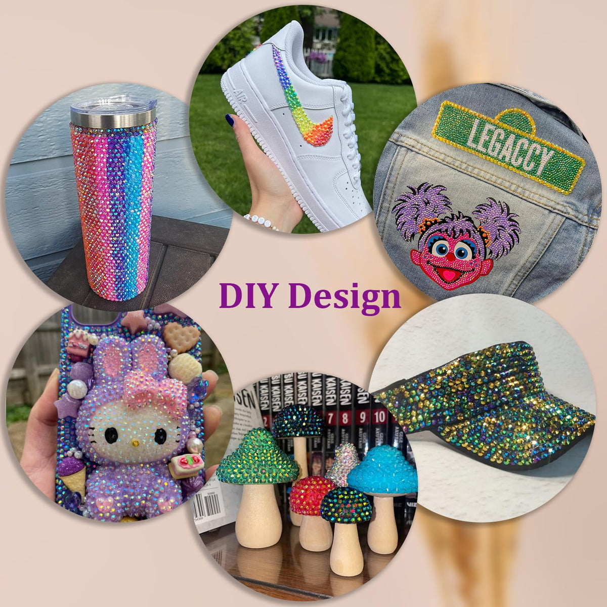 TINKRSTUFF rhinestones applied to a decorated tumbler