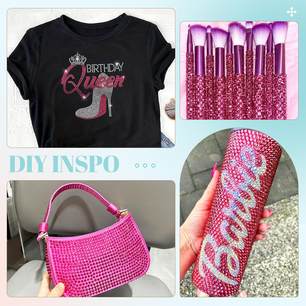 TINKRSTUFF rhinestones applied to a DIY craft project