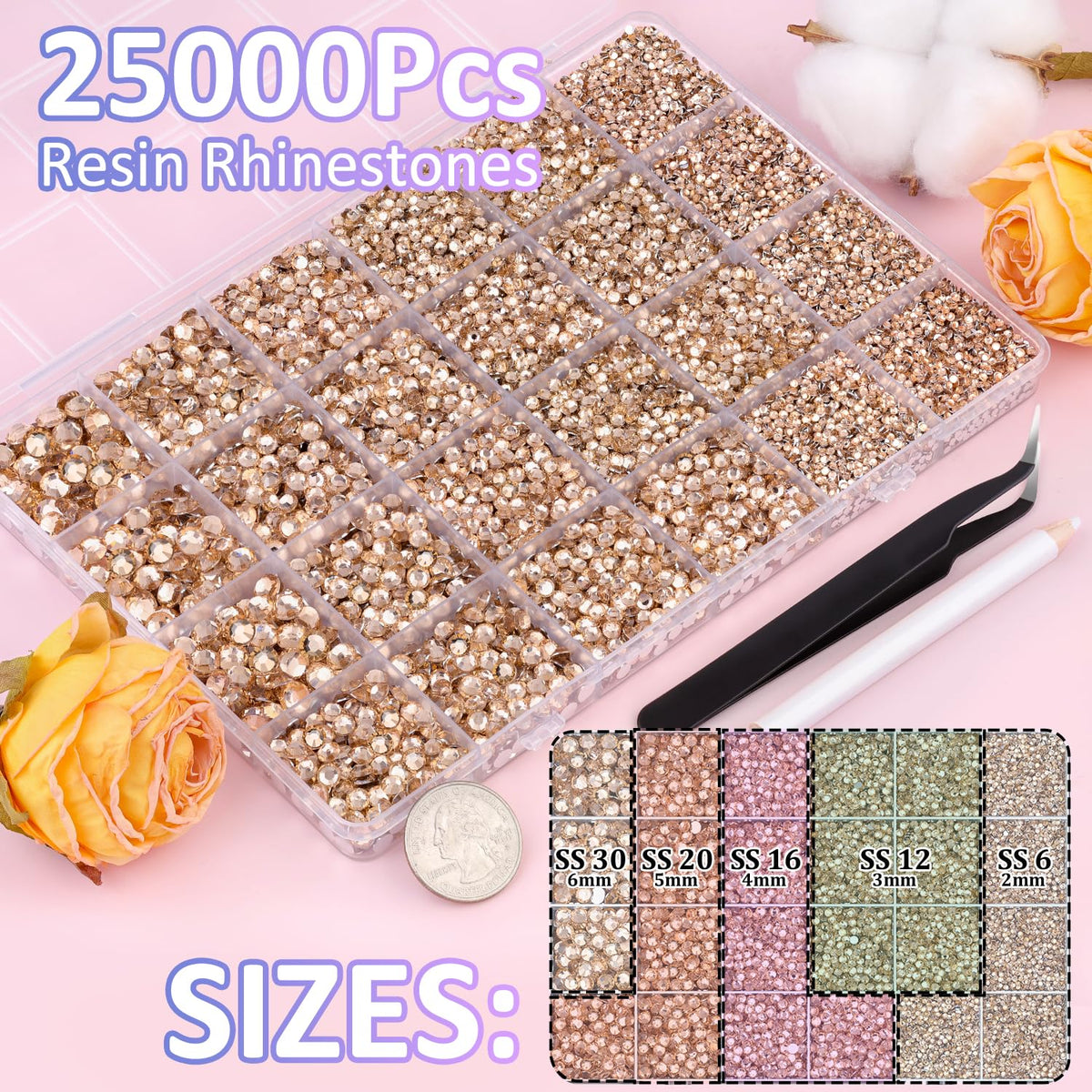 TINKRSTUFF rhinestones box with 24 grids