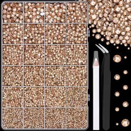 TINKRSTUFF rhinestones box with 24 grids containing Champagne gems