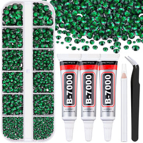 TINKRSTUFF Rhinestones Craft Kit front view with dark green flatback crystals