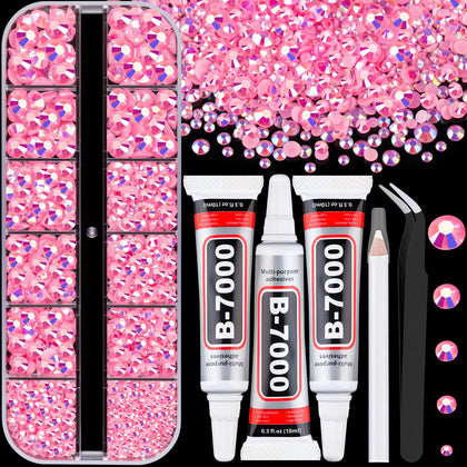 TINKRSTUFF Rhinestones Craft Kit with pink AB gems and glue