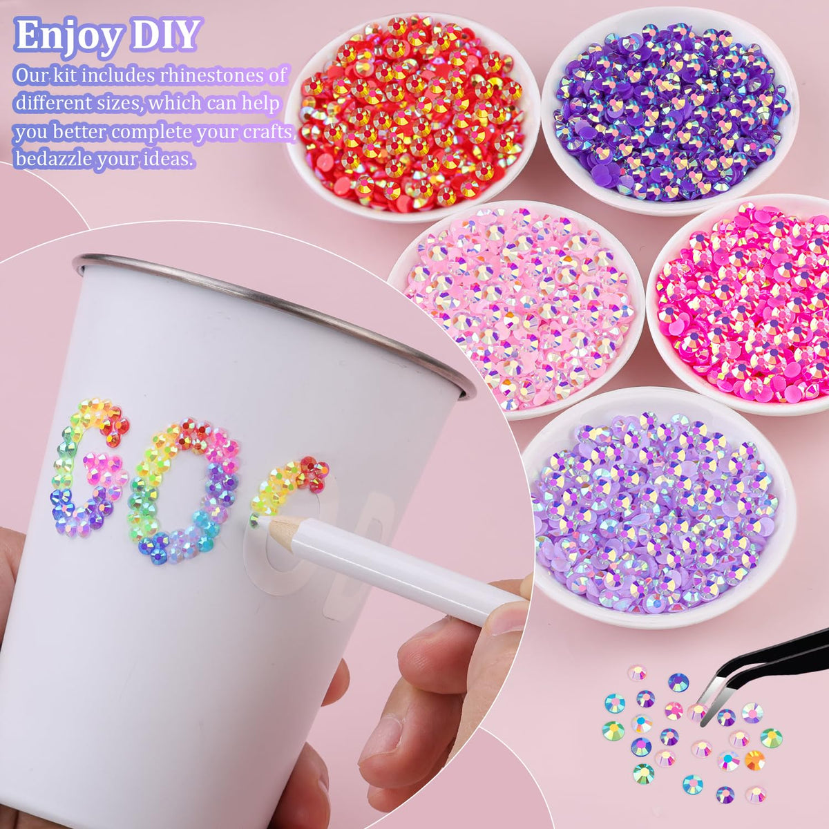 TINKRSTUFF rhinestones displayed in 24-grid box
