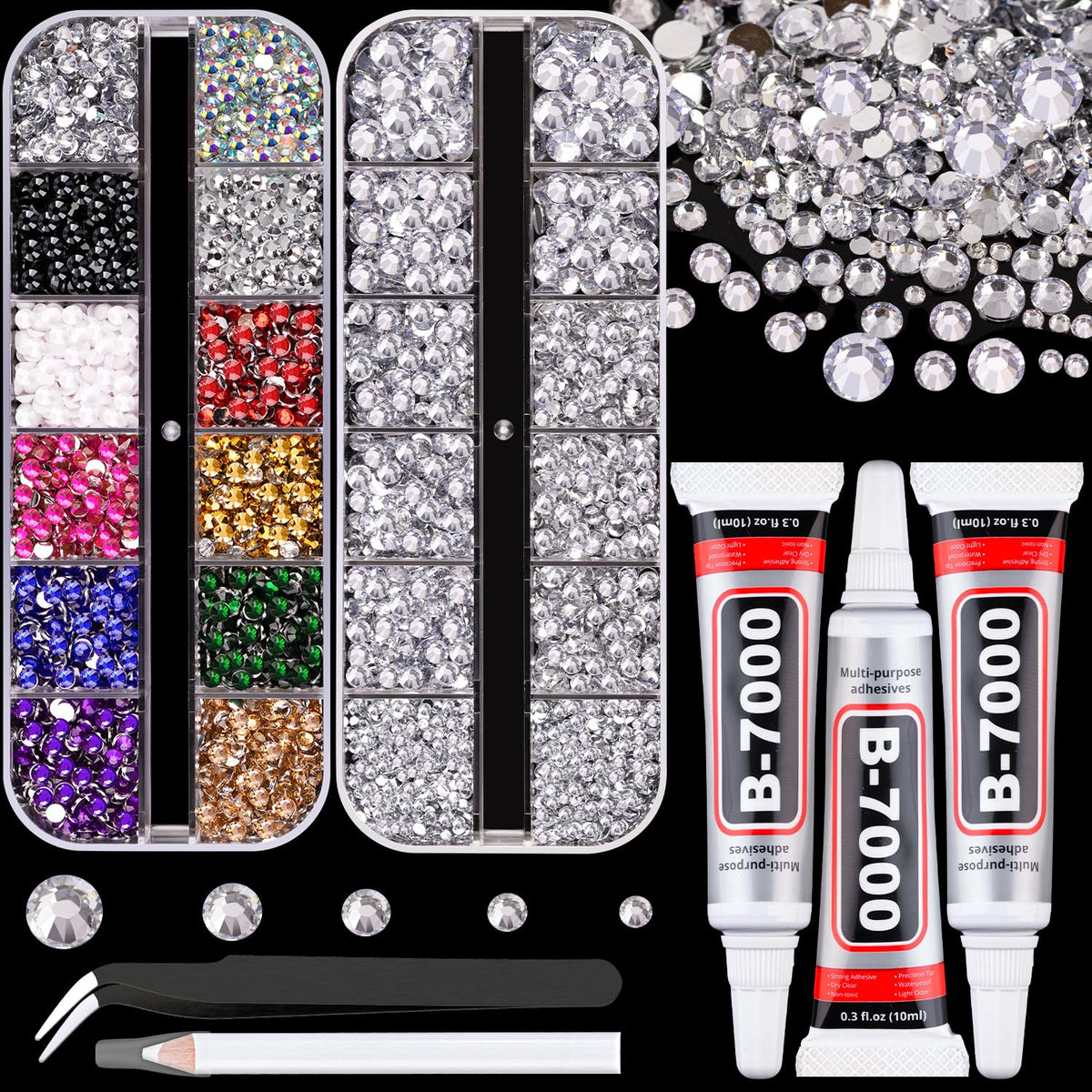 TINKRSTUFF rhinestones flatback crystals in two boxes with various sizes
