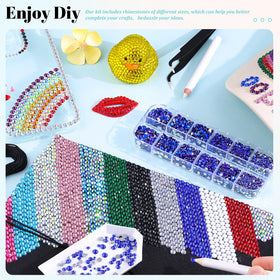 TINKRSTUFF rhinestones kit displayed with various craft items