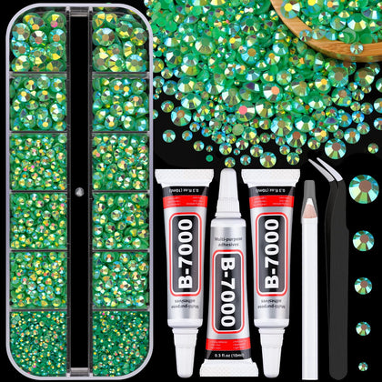 TINKRSTUFF Rhinestones Kit with dark green AB flatback crystals