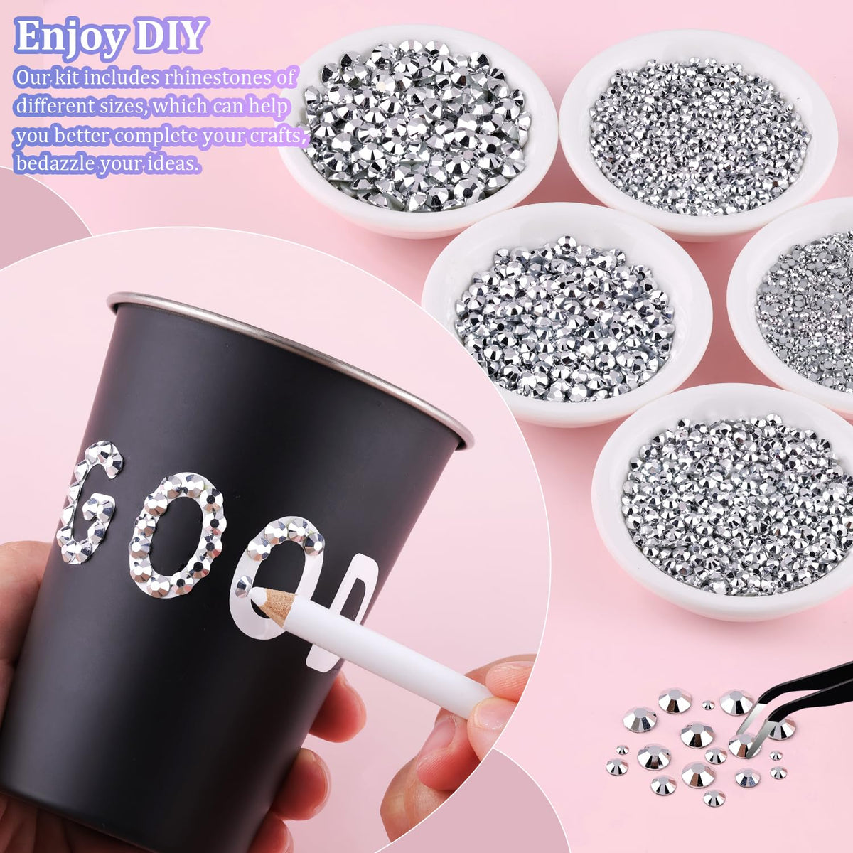 TINKRSTUFF rhinestones with tweezers and glue included