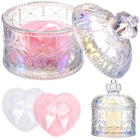 Tioncy 3 pcs body powder puff set with crystal container