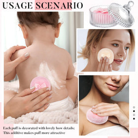 Tioncy Body Powder Puff Set in a stylish makeup setup