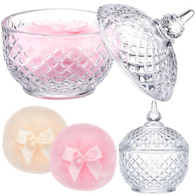 Tioncy Body Powder Puff Set with crystal container and two puffs