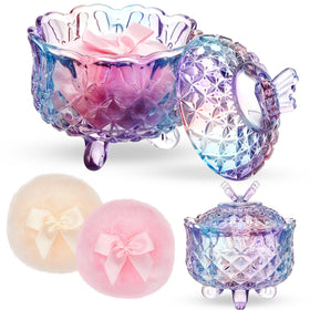 Tioncy Body Powder Puff Set with crystal container front view