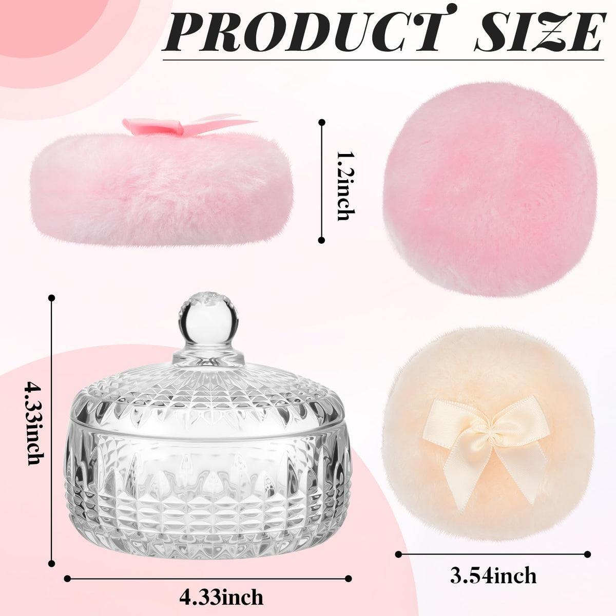Tioncy crystal container holding two powder puffs