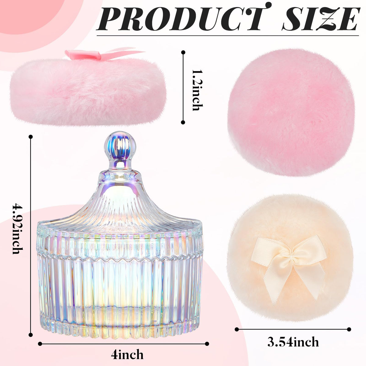 Tioncy crystal container with powder puffs inside