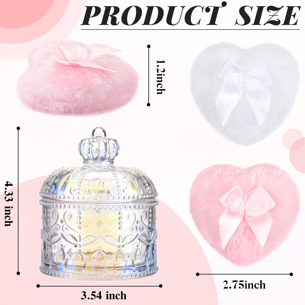 Tioncy crystal puff container with two powder puffs inside