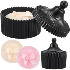 Tioncy Large Body Powder Puff Set with black glass container