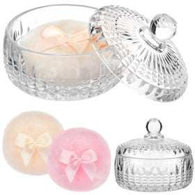 Tioncy Large Body Powder Puff Set with crystal container front view