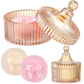 Tioncy Large Body Powder Puff Set with crystal container front view