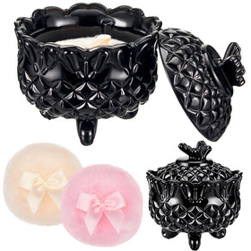 Tioncy Large Body Powder Puff Set with crystal container front view