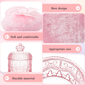 Tioncy pink glass container with powder puffs inside