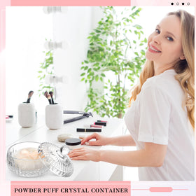 Tioncy powder puff and container set on a vanity table