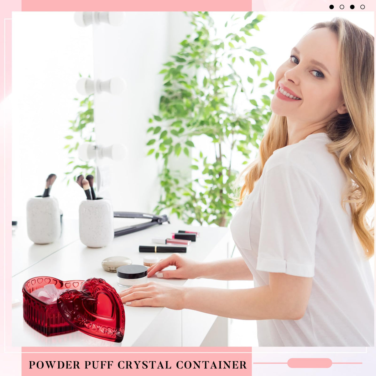 Tioncy powder puff container with decorative design