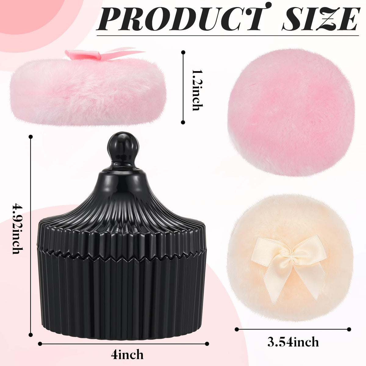 Tioncy powder puff set displayed with elegant crystal container