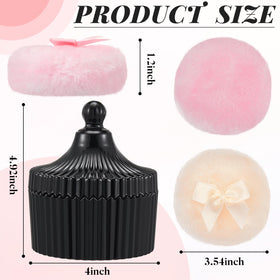 Tioncy powder puff set displayed with elegant crystal container
