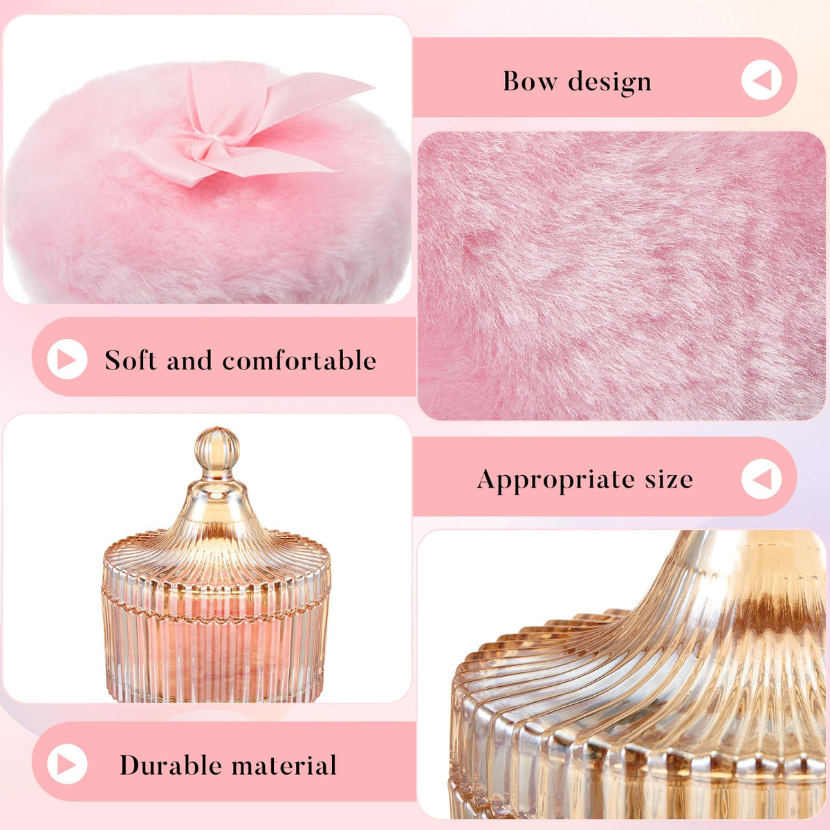 Tioncy powder puff set displayed with makeup accessories