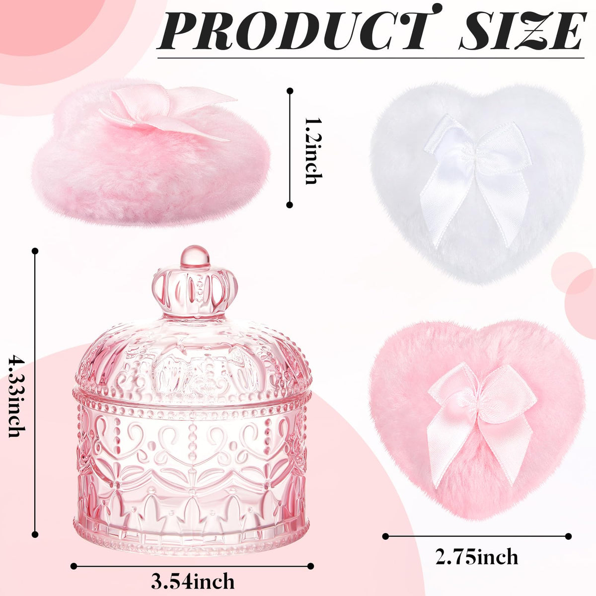 Tioncy powder puff set displayed with two puffs and container
