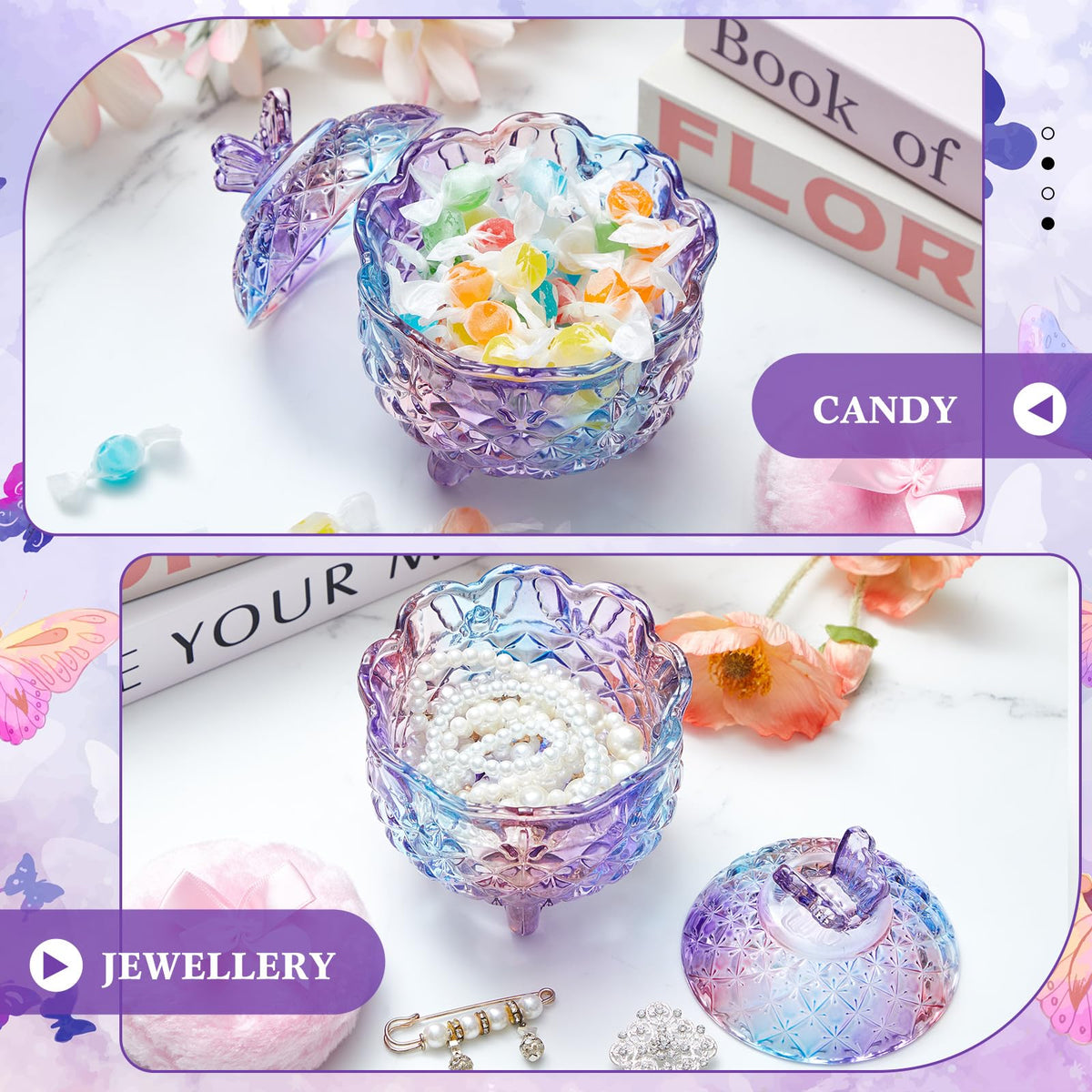 Tioncy powder puff set in a lifestyle scene on a vanity