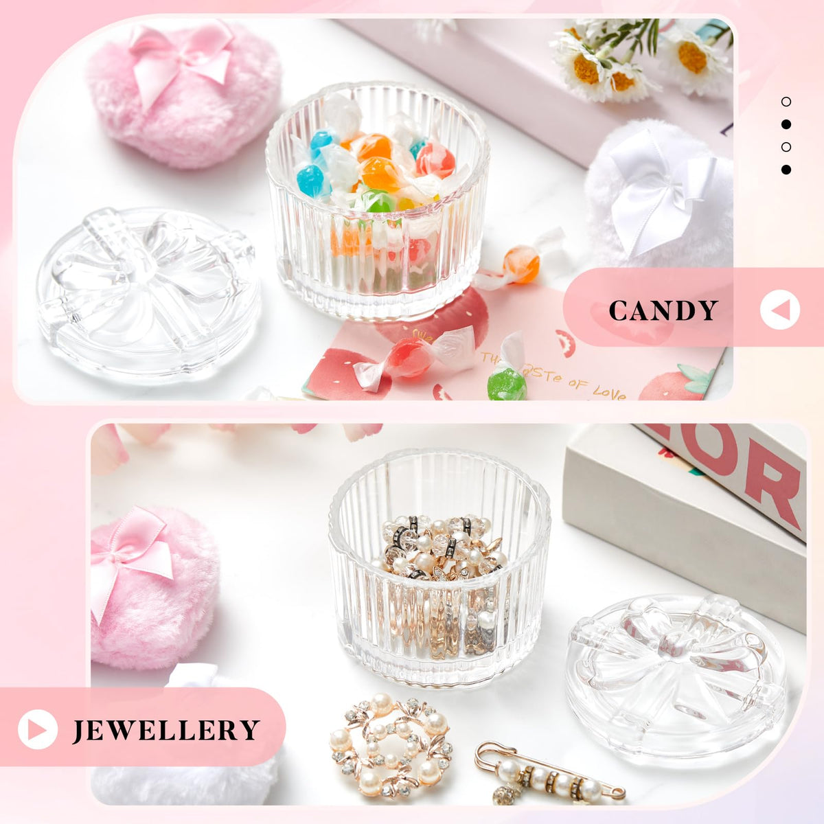 Tioncy powder puff set on a vanity table