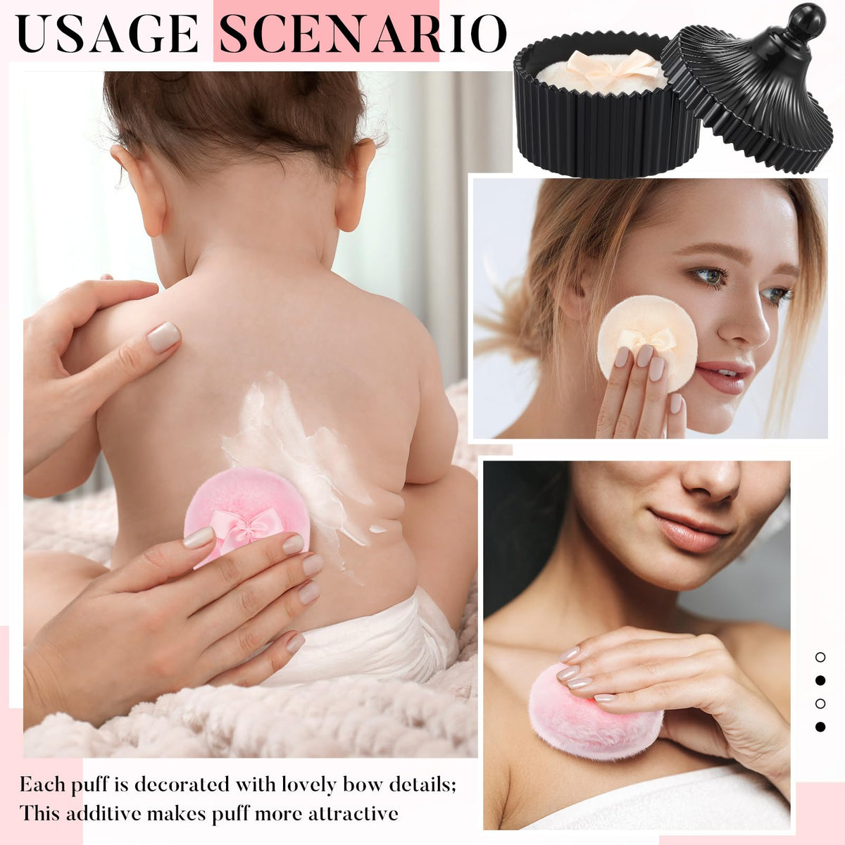 Tioncy powder puff set showing soft plush material
