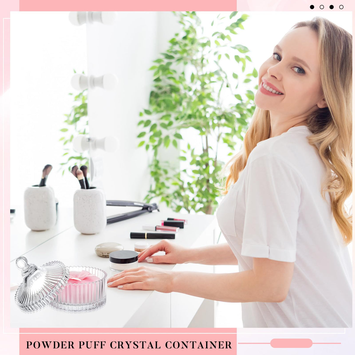 Tioncy powder puff set with container and puffs arranged neatly