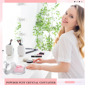 Tioncy powder puff set with container and puffs arranged neatly