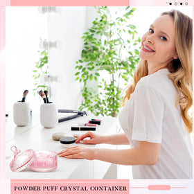 Tioncy powder puff set with container and puffs on a white background