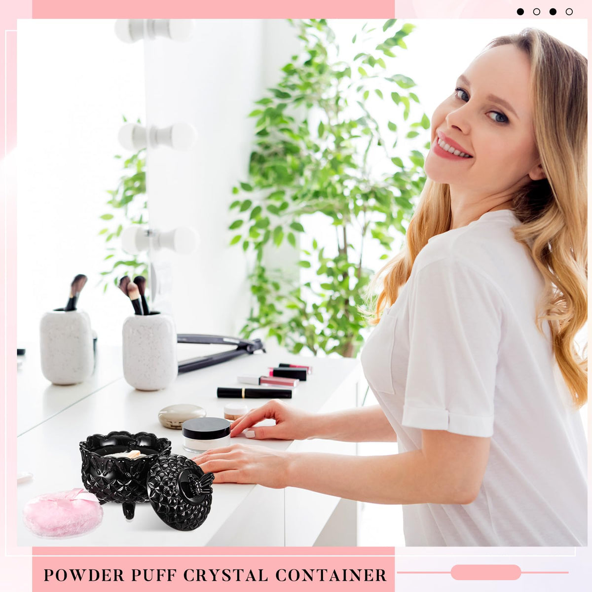 Tioncy powder puff set with elegant design on table