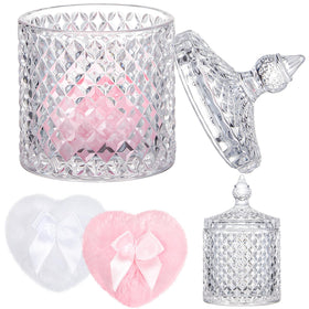 Tioncy Powder Puff Set with two puffs and crystal container