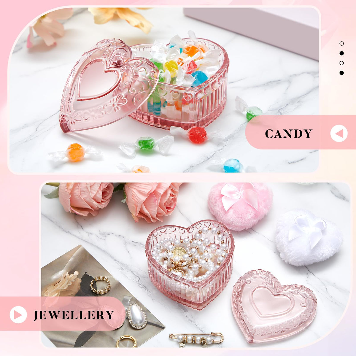 Tioncy powder puffs and container on a vanity
