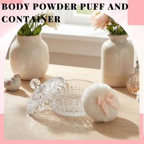 Tioncy powder puffs with cute bow detail on a white background