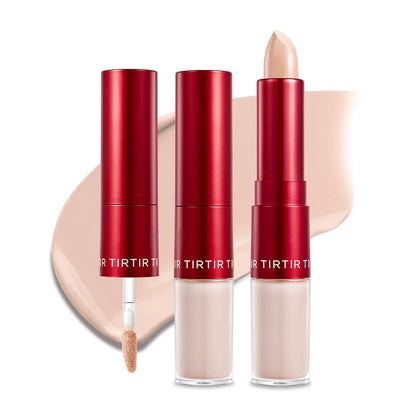 TIRTIR Glide&Hide Blurring Concealer front view with liquid tip and balm stick