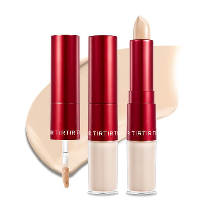 TIRTIR Glide&Hide Blurring Concealer front view with liquid tip and balm stick