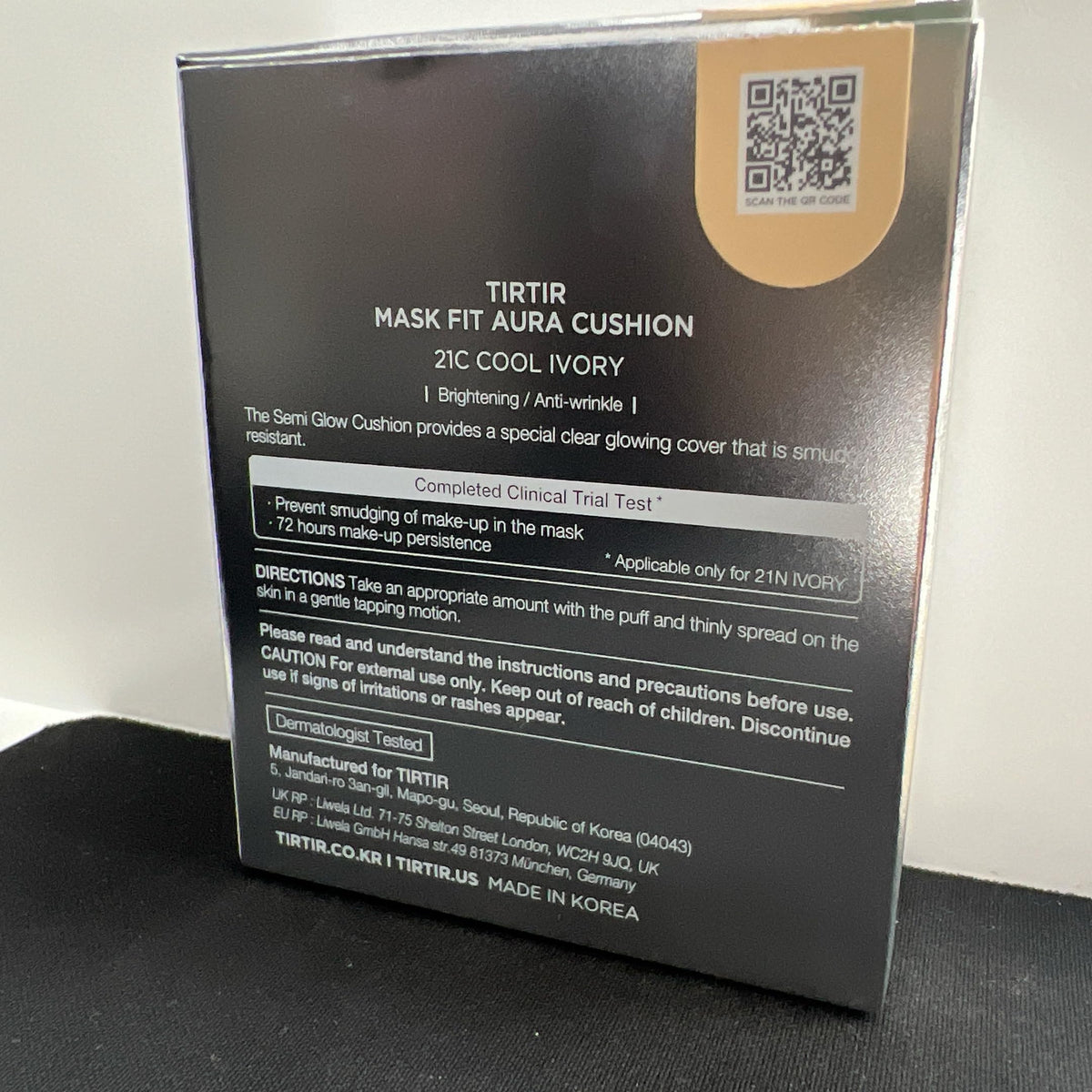 TIRTIR Mask Fit Aura Silver Cushion Foundation showing semi-glow finish