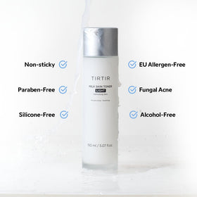 TIRTIR Milk Skin Rice Toner Light in a skincare setup