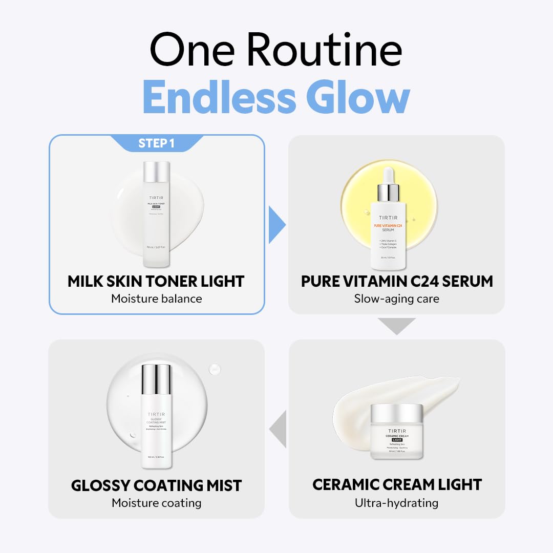 TIRTIR Milk Skin Rice Toner Light on a bathroom shelf