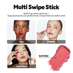 TIRTIR Mood Glider Lip & Blush Stick Peach Mingle with makeup brushes