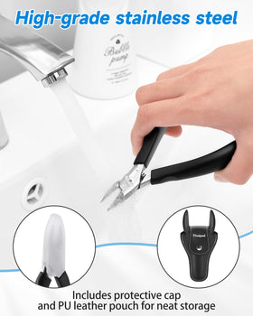 Tisojpod Nail Clippers demonstrating cutting thick nail