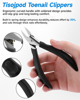 Tisojpod Nail Clippers in PU leather pouch for portability