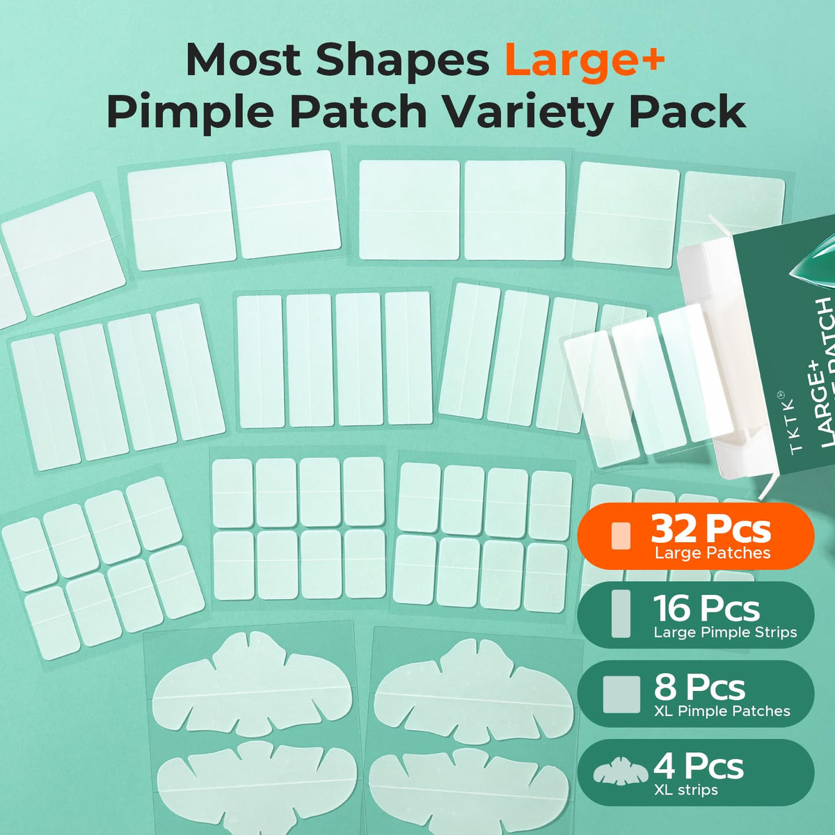 TKTK Large Hydrocolloid Pimple Patch applied on skin