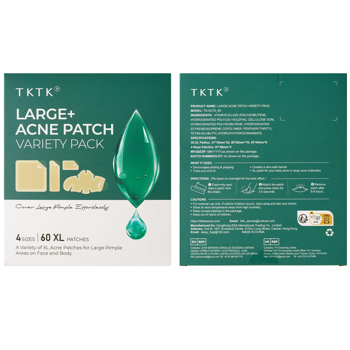 TKTK Large Hydrocolloid Pimple Patches showing application process